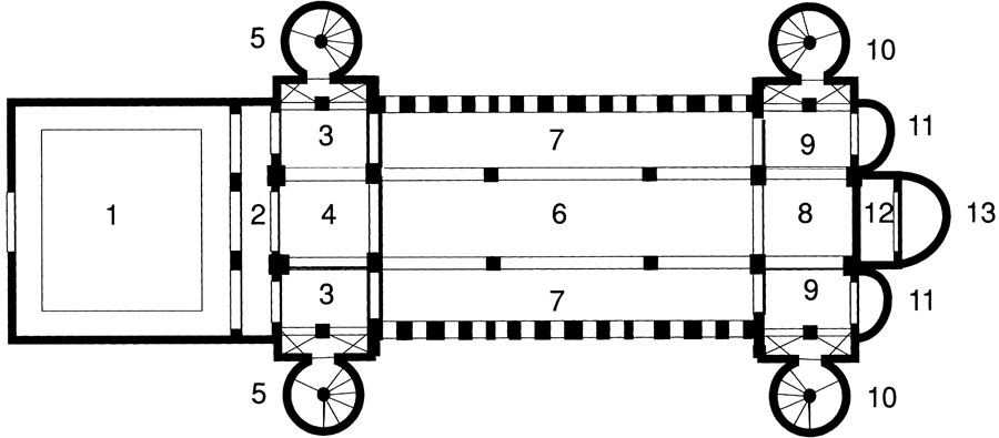 Схема плана романского собора